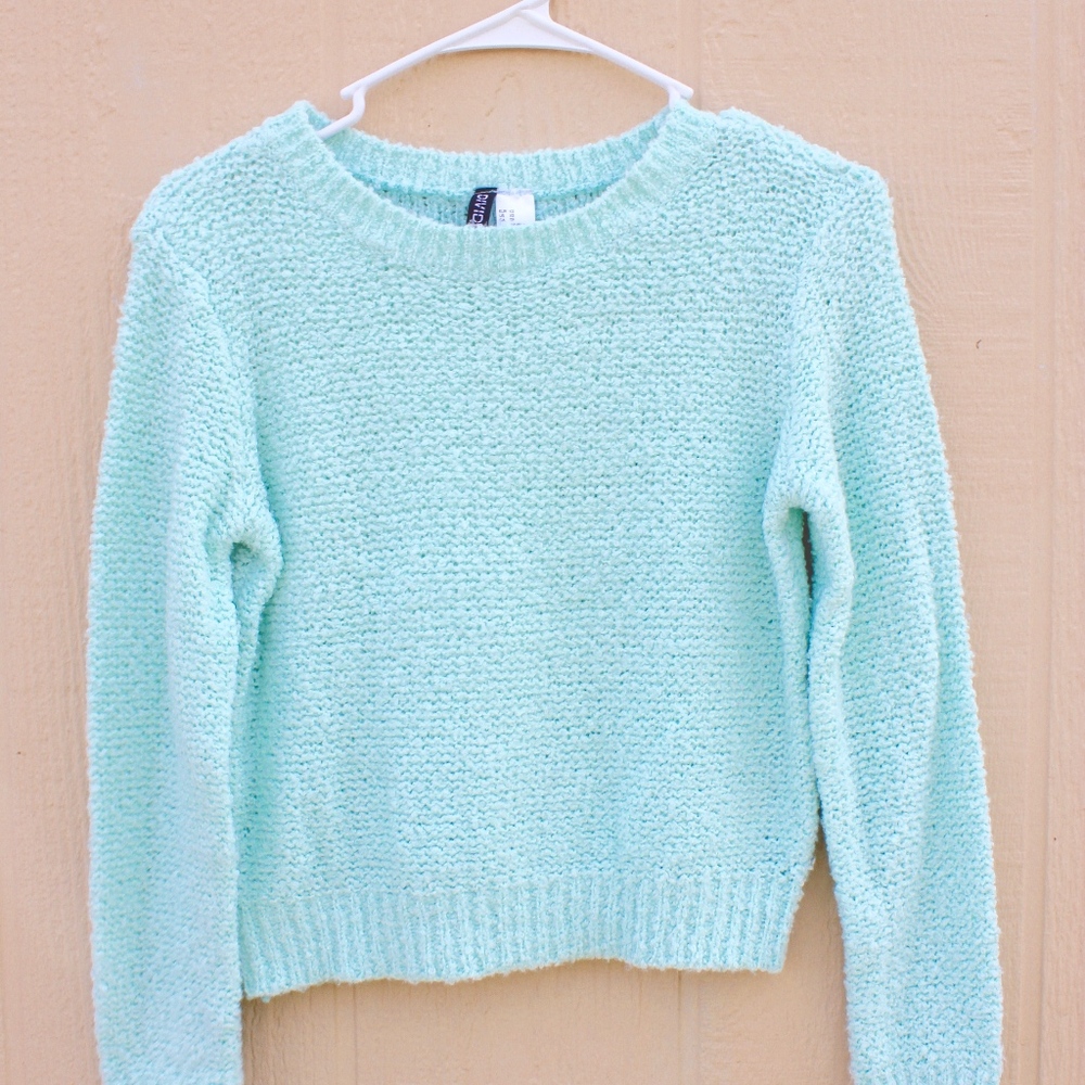 Mint green cropped sweater